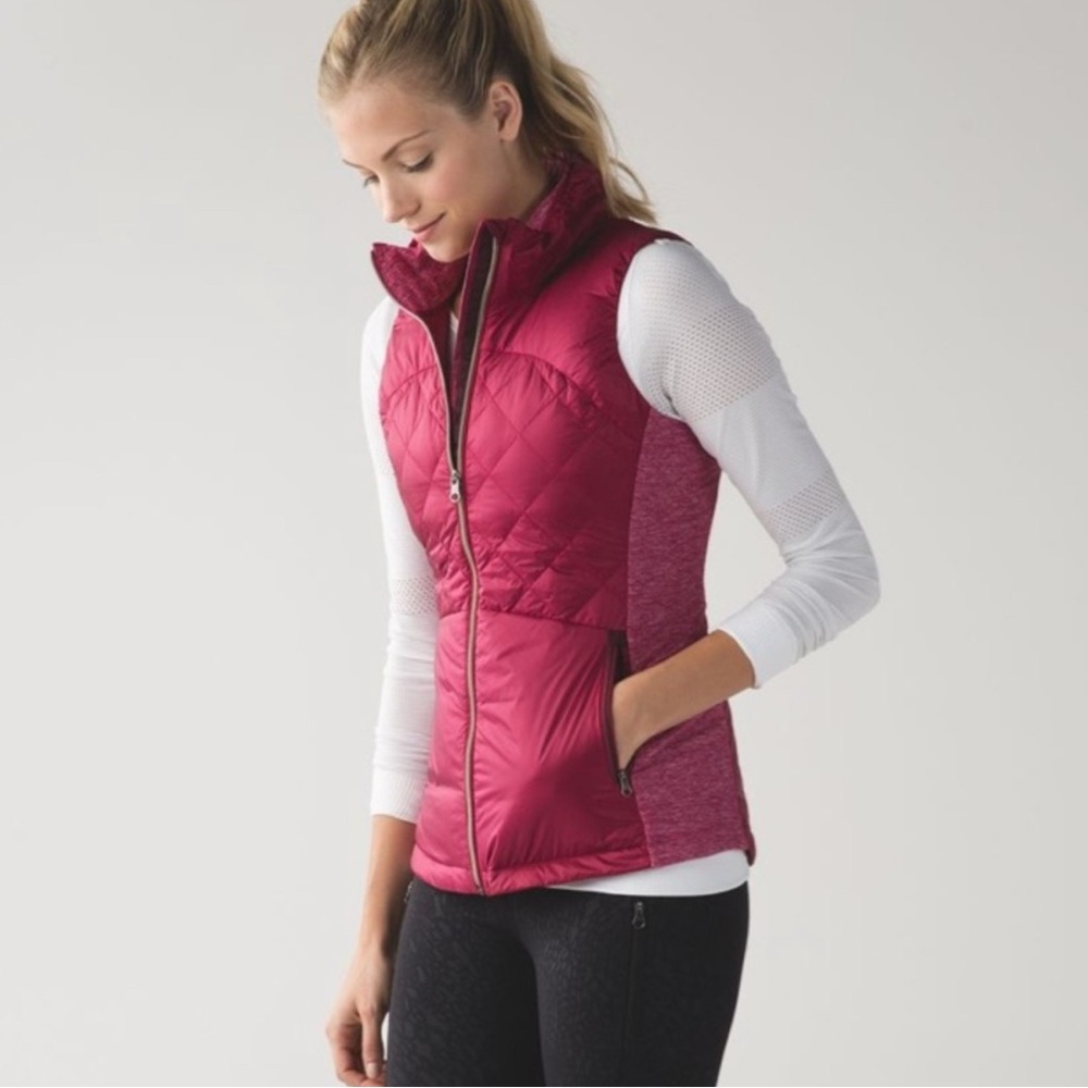 Lululemon Down for a Run Vest- Raspberry color